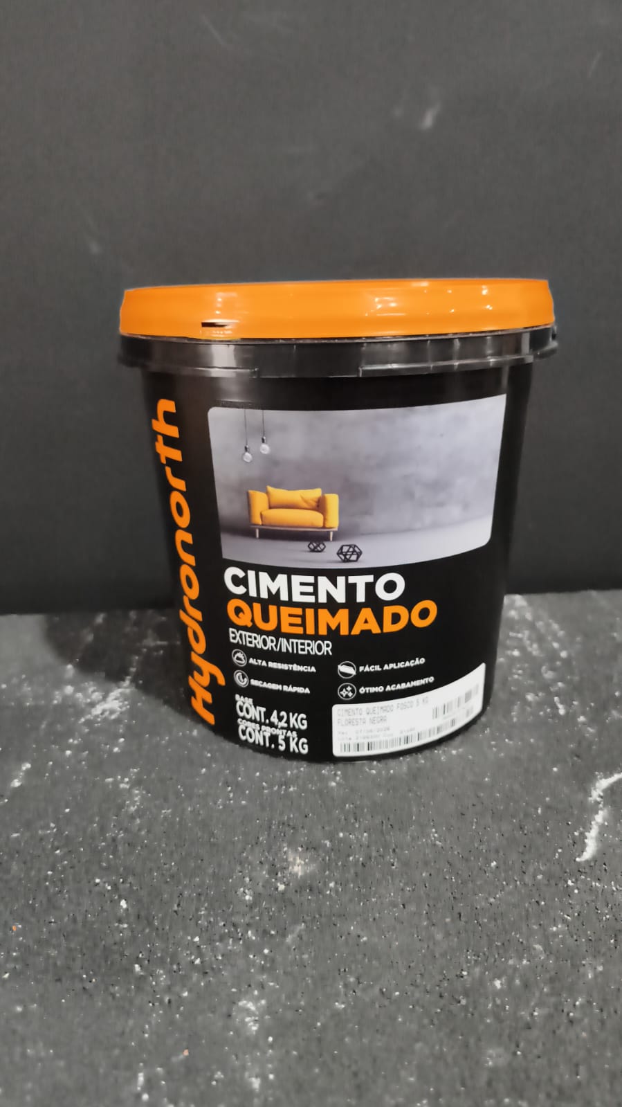 Cimento Queimado Fosco 5kg Hydronorth Parede Interna e Externa