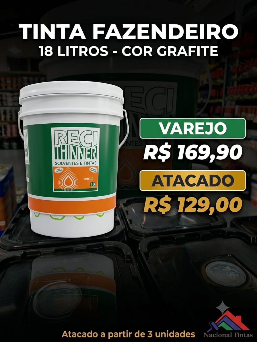 Tinta Fazendeiro 18L cor grafite